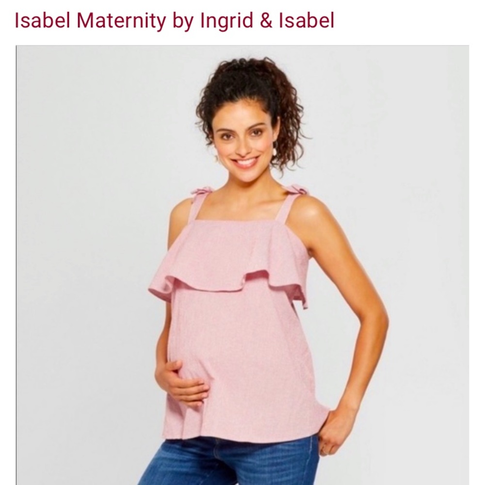 NWOT Isabel maternity summer striped ruffle tank Small
